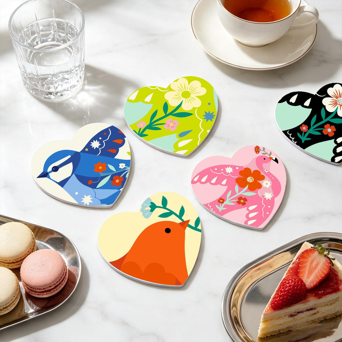 Folk Art Birds and Blossoms paint by numbers coasters – image 20