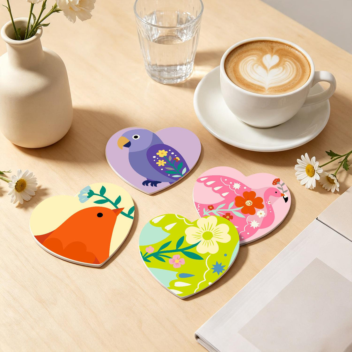 Folk Art Birds and Blossoms paint by numbers coasters – image 21