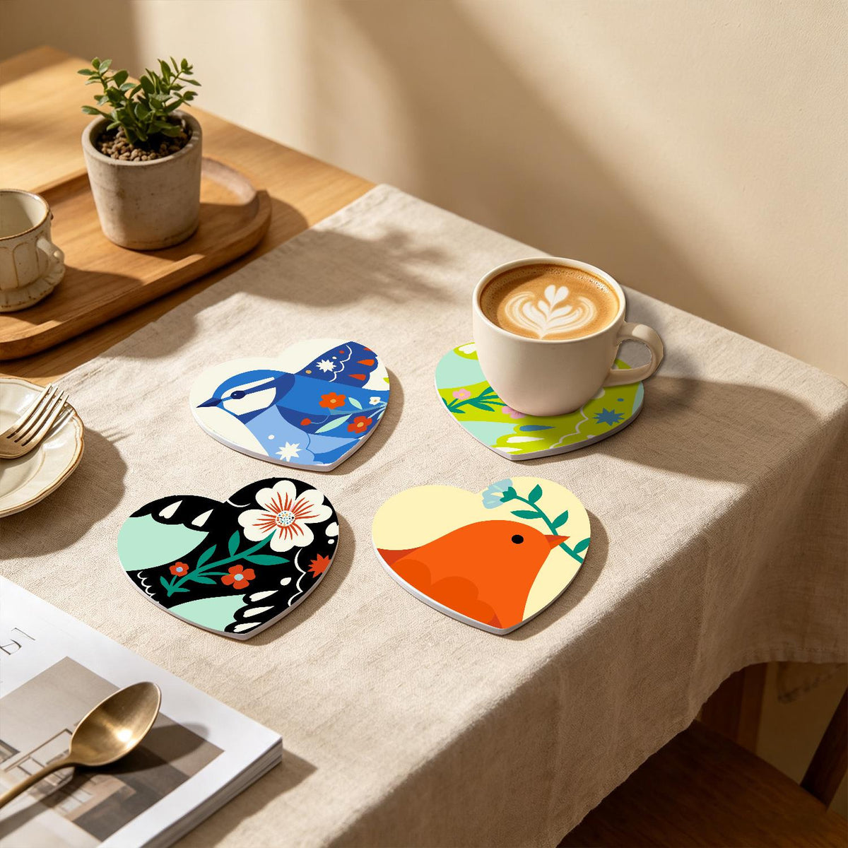 Folk Art Birds and Blossoms paint by numbers coasters – image 23