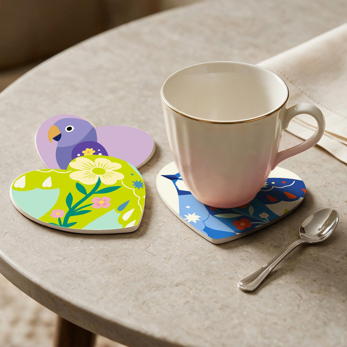 Folk Art Birds and Blossoms paint by numbers coasters – image 25