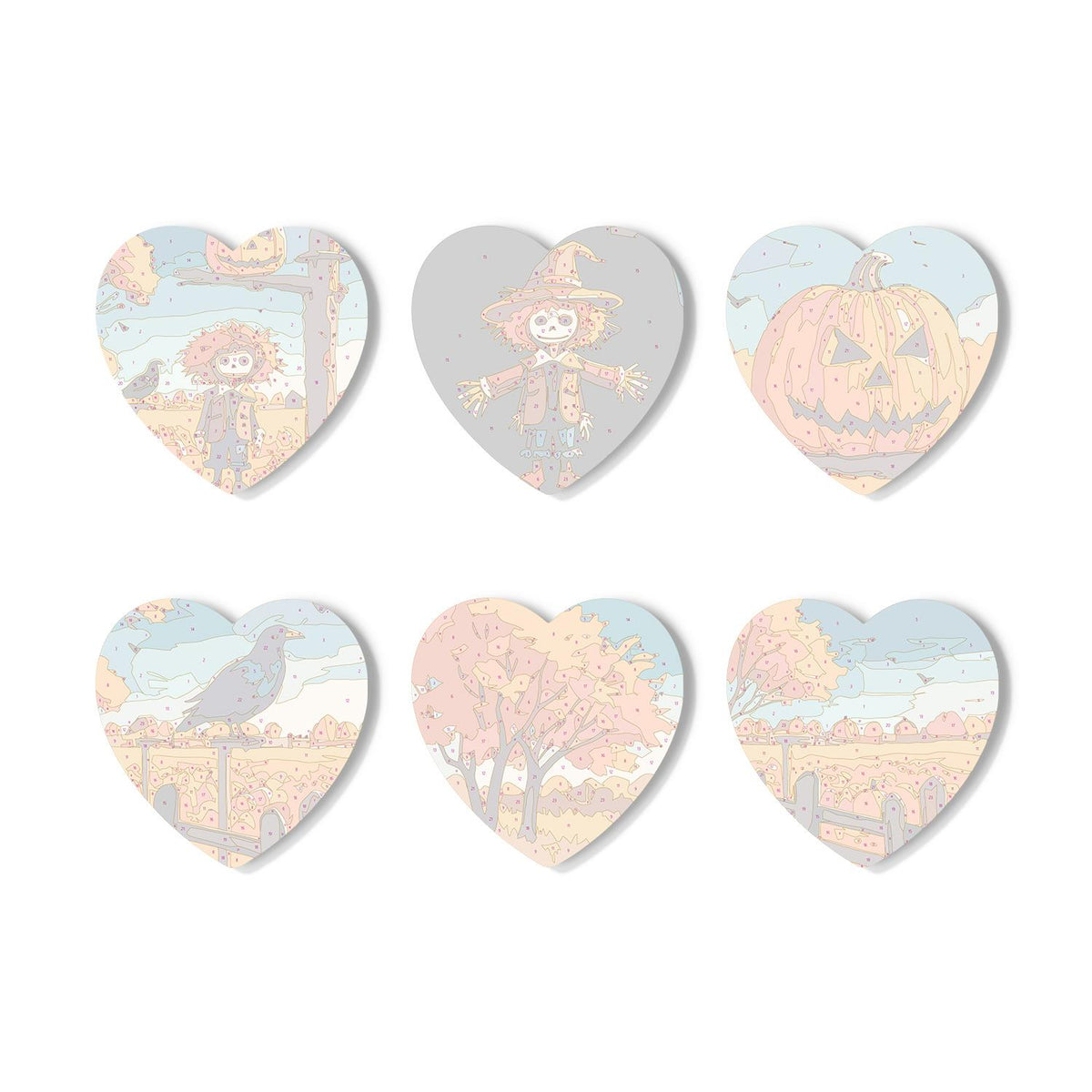 Scarecrow and Crow Harvest paint by numbers coasters – image 16