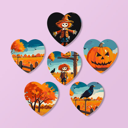 Scarecrow and Crow Harvest paint by numbers coasters – image 17