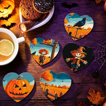Scarecrow and Crow Harvest paint by numbers coasters – image 18