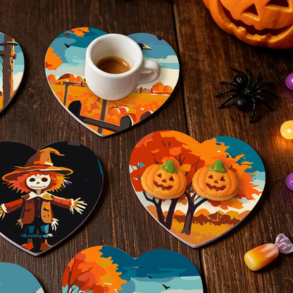 Scarecrow and Crow Harvest paint by numbers coasters – image 19