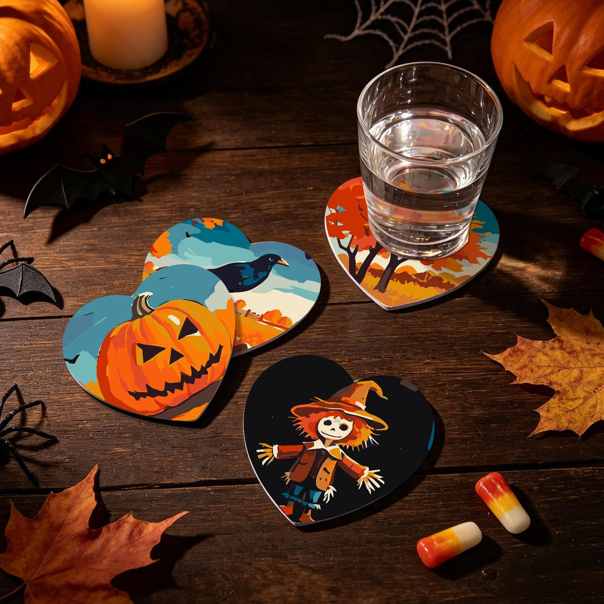 Scarecrow and Crow Harvest paint by numbers coasters – image 23