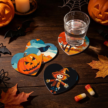 Scarecrow and Crow Harvest paint by numbers coasters – image 23