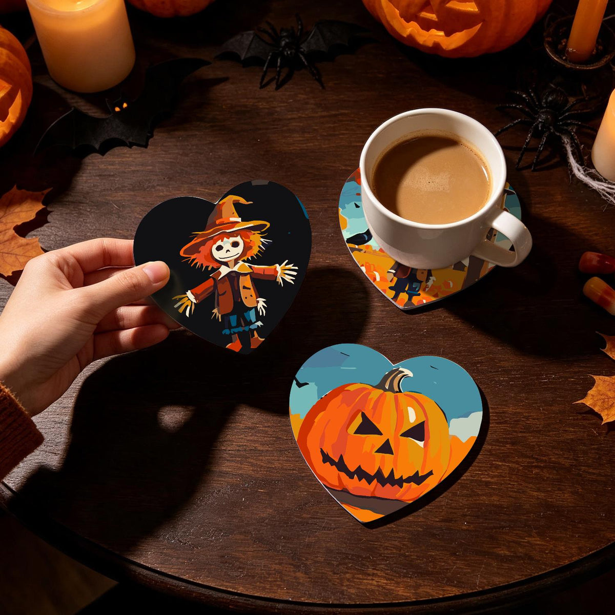 Scarecrow and Crow Harvest paint by numbers coasters – image 24