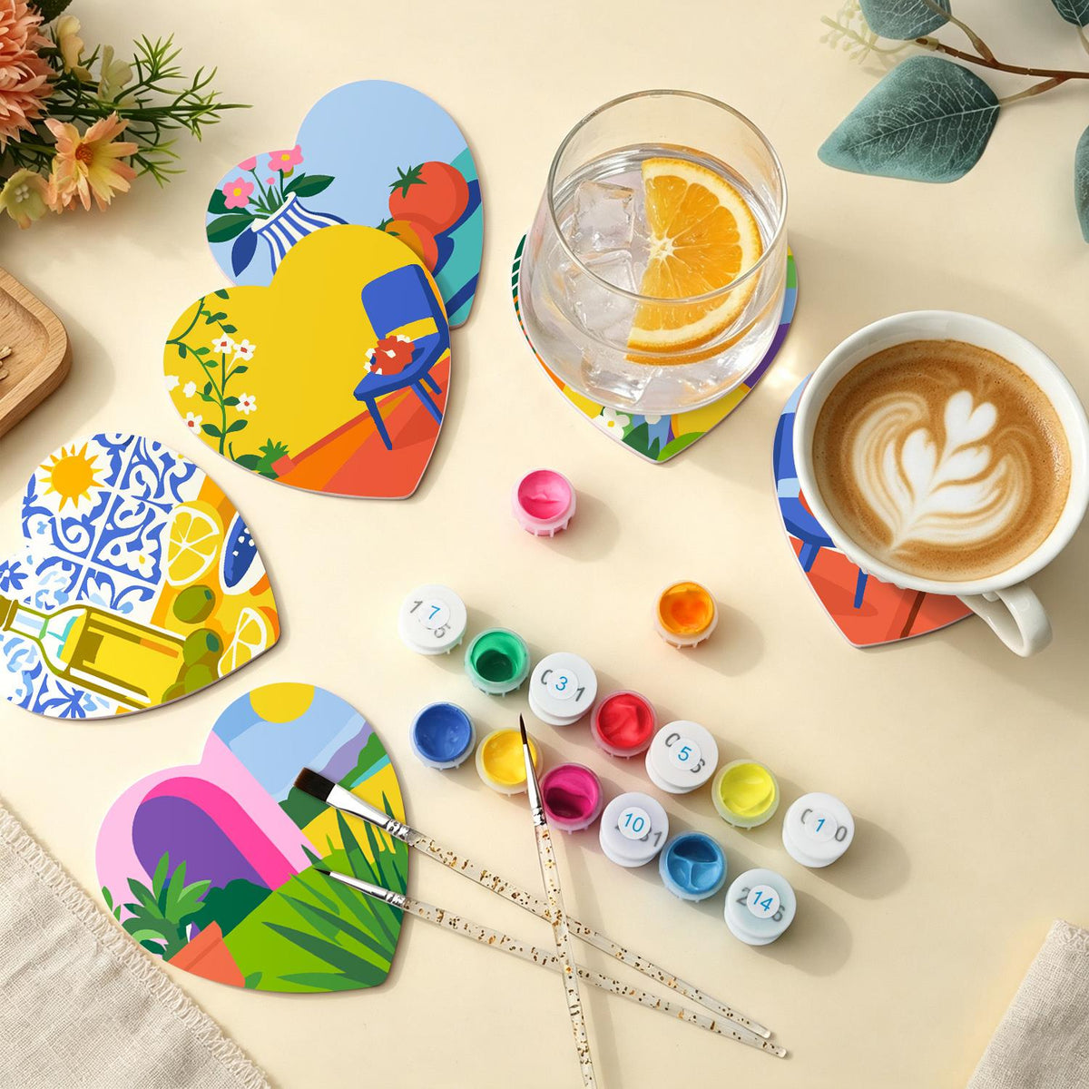 Sunlit Terrace Still Lifes paint by numbers coasters – image 5