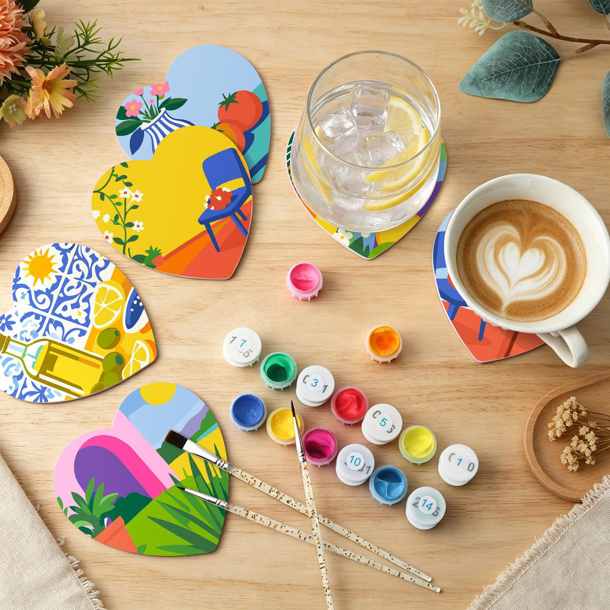 Sunlit Terrace Still Lifes paint by numbers coasters – image 6