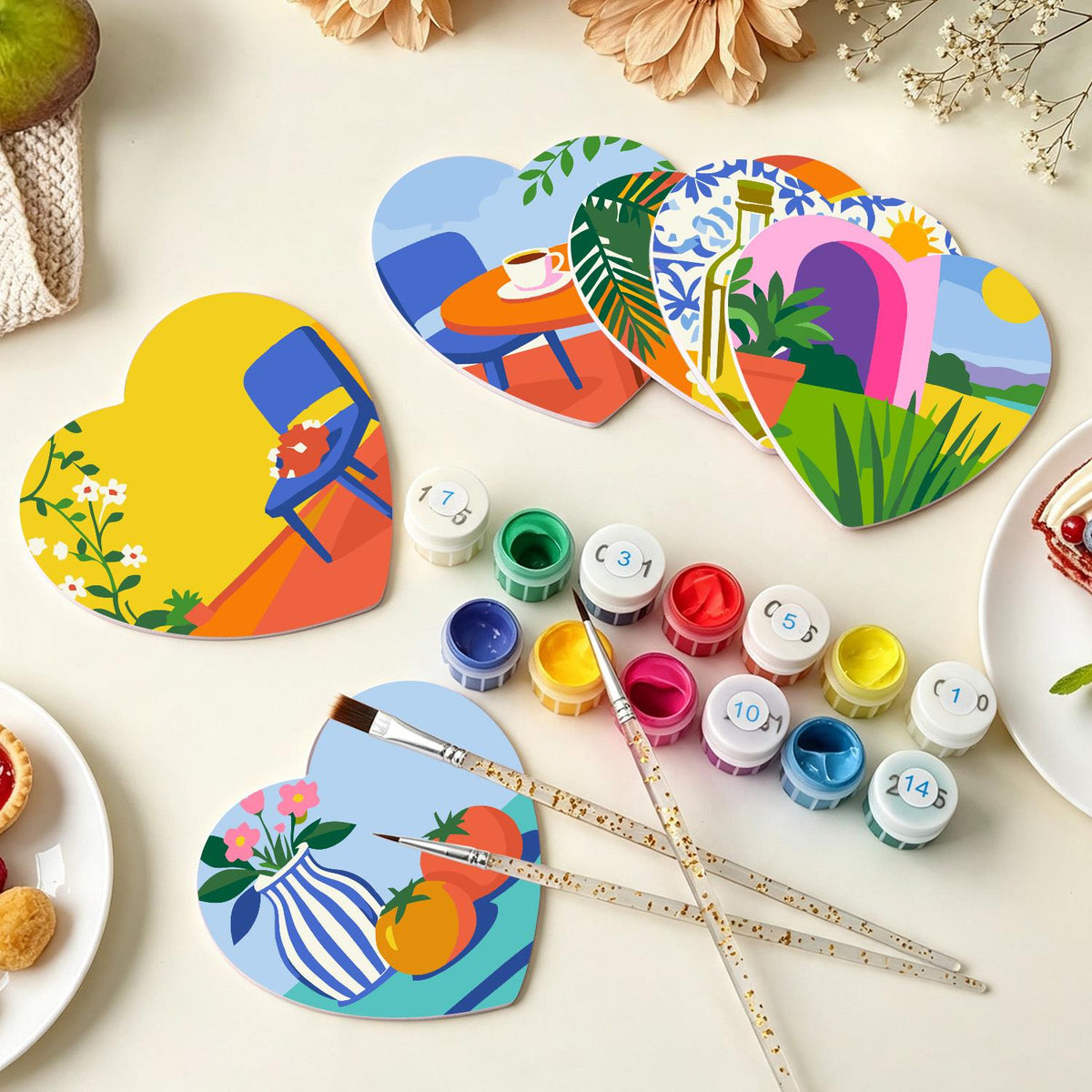 Sunlit Terrace Still Lifes paint by numbers coasters – image 7