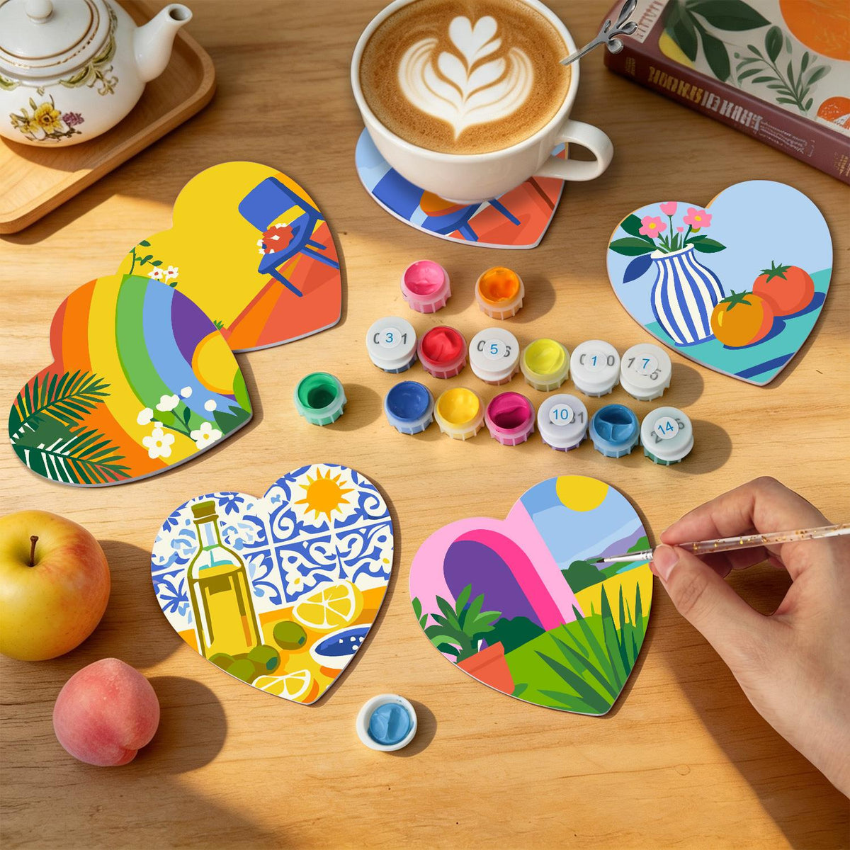 Sunlit Terrace Still Lifes paint by numbers coasters – image 8