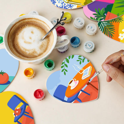 Sunlit Terrace Still Lifes paint by numbers coasters – image 12