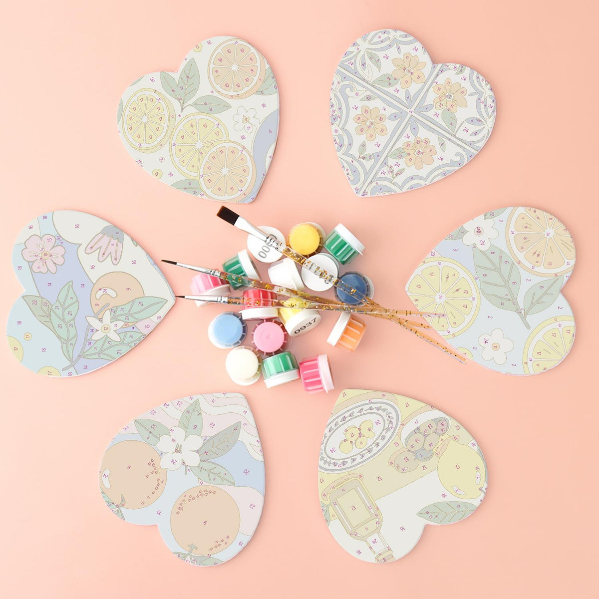 Amalfi Citrus and Blue Tiles paint by numbers coasters – image 2