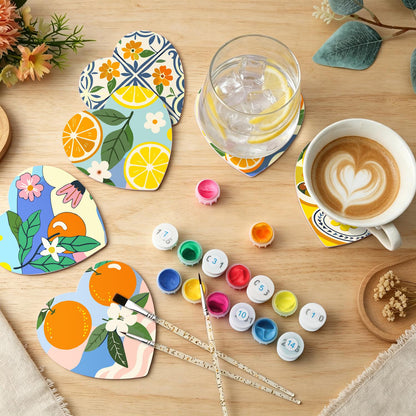 Amalfi Citrus and Blue Tiles paint by numbers coasters – image 6
