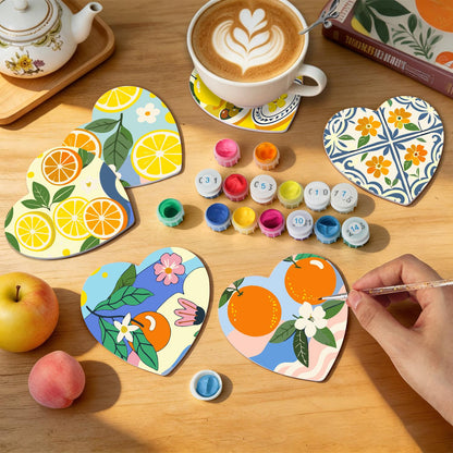 Amalfi Citrus and Blue Tiles paint by numbers coasters – image 8