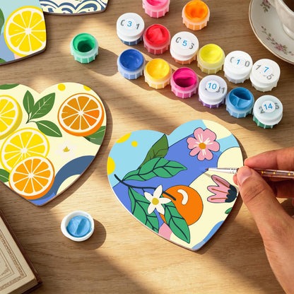 Amalfi Citrus and Blue Tiles paint by numbers coasters – image 9