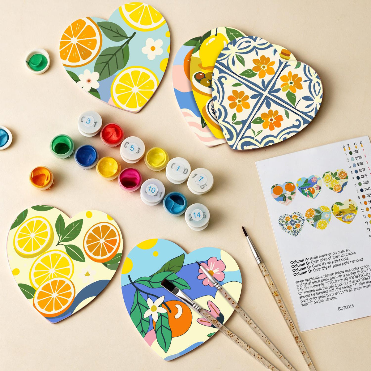 Amalfi Citrus and Blue Tiles paint by numbers coasters – image 13