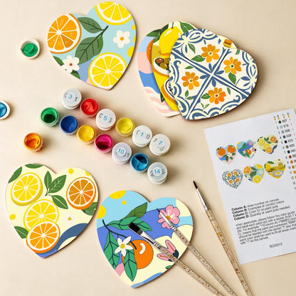 Amalfi Citrus and Blue Tiles paint by numbers coasters – image 13