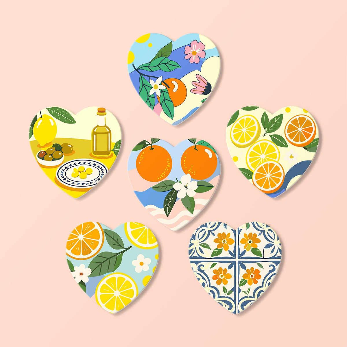 Amalfi Citrus and Blue Tiles paint by numbers coasters – image 17