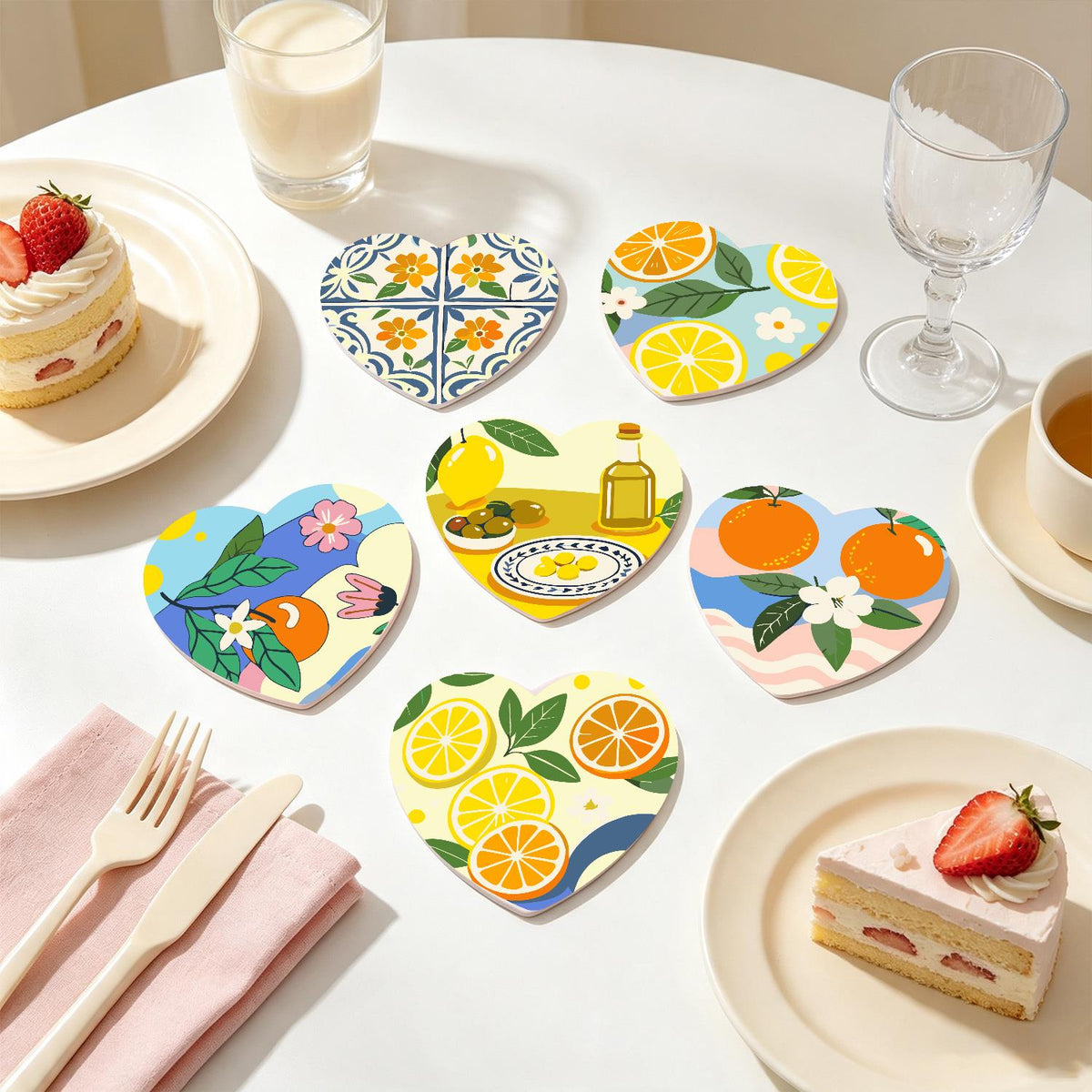 Amalfi Citrus and Blue Tiles paint by numbers coasters – image 18