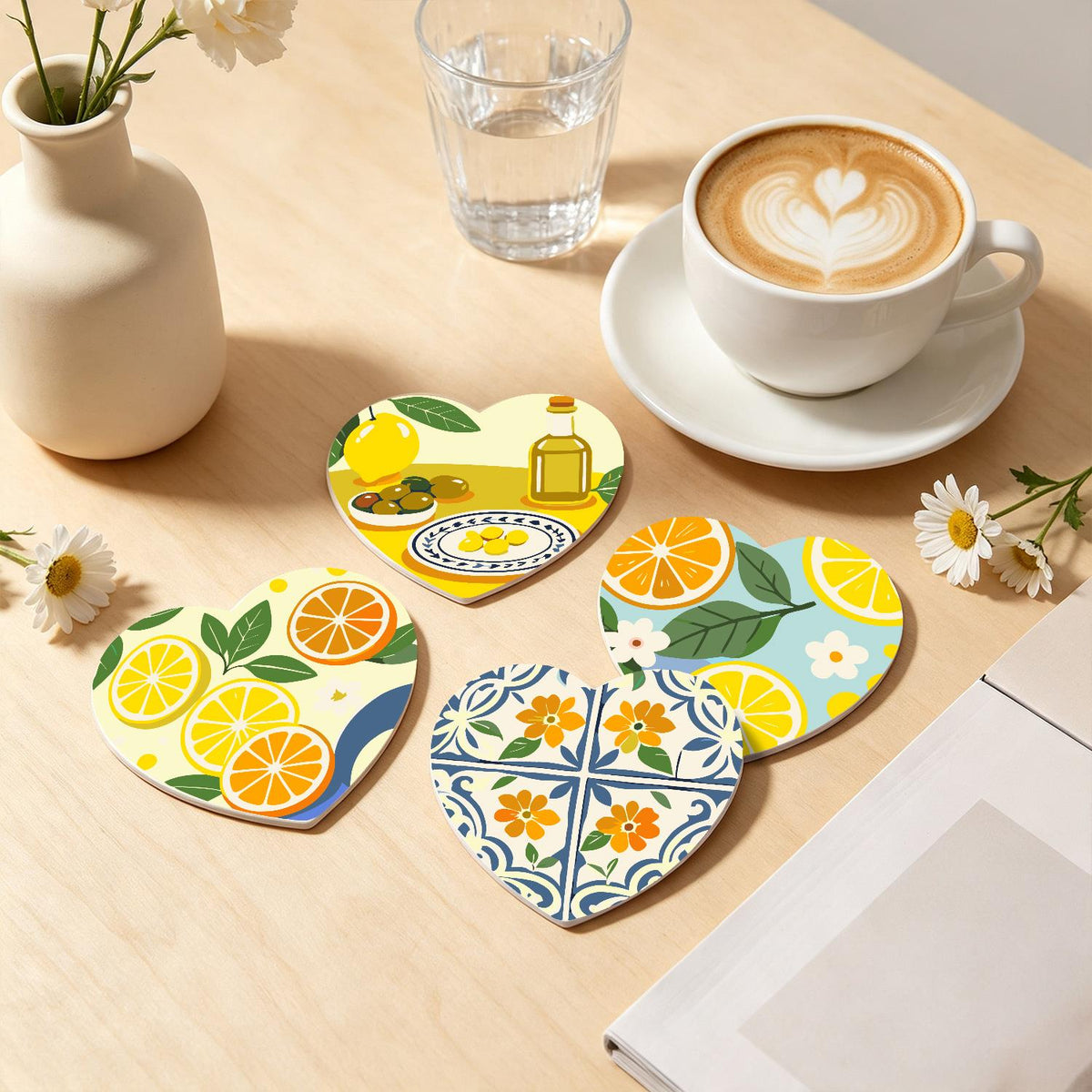 Amalfi Citrus and Blue Tiles paint by numbers coasters – image 20