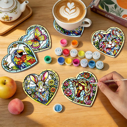 Floral Glasswork Wolf and Horse paint by numbers coasters – image 8