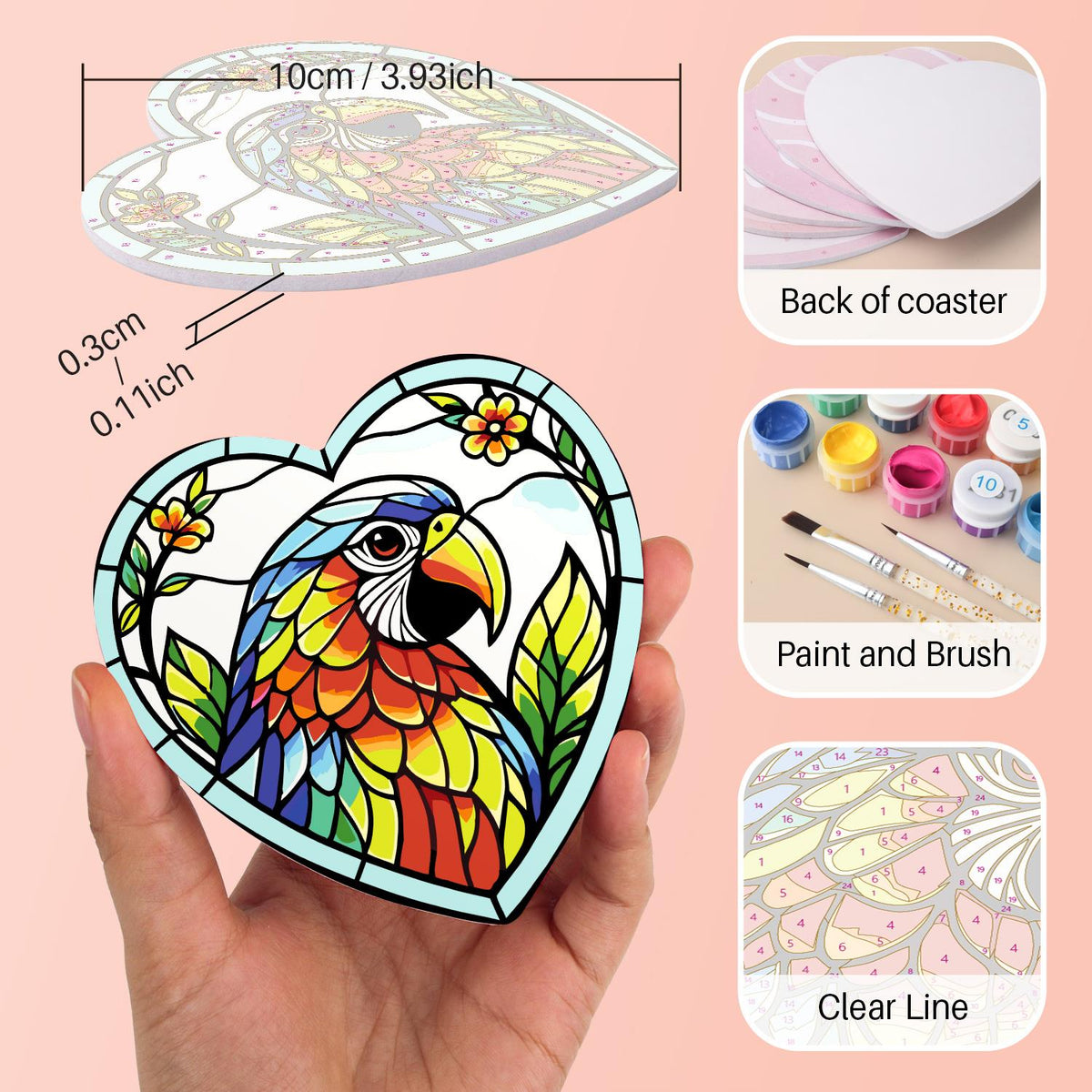 Floral Glasswork Wolf and Horse paint by numbers coasters – image 10