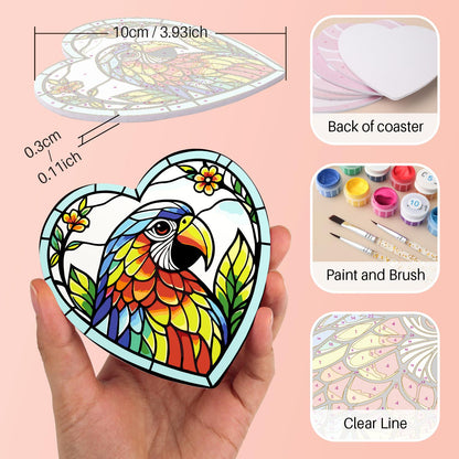Floral Glasswork Wolf and Horse paint by numbers coasters – image 10