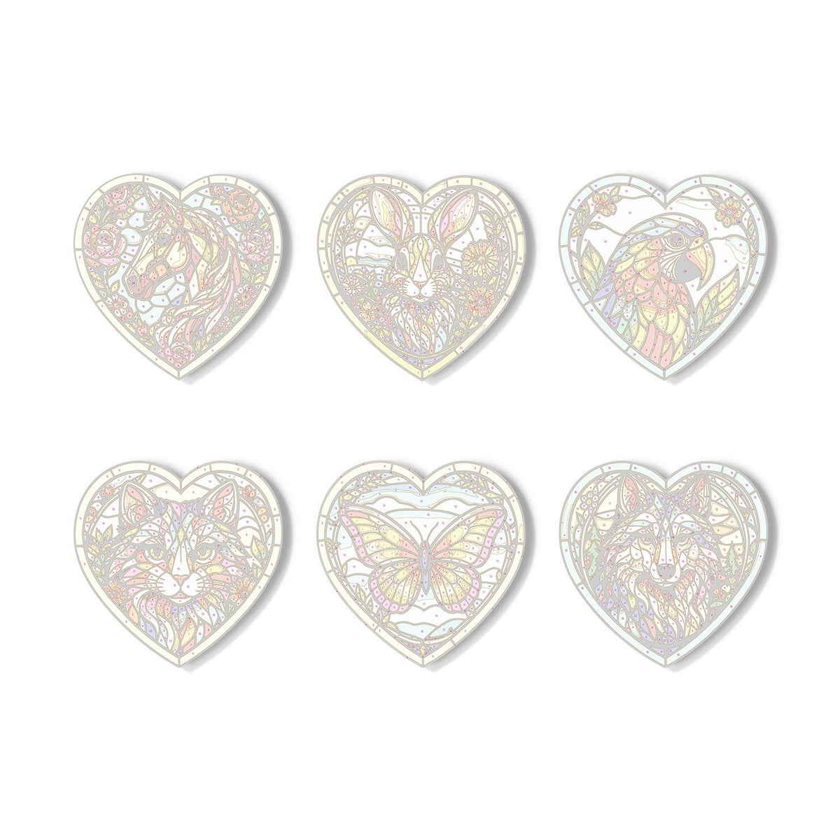 Floral Glasswork Wolf and Horse paint by numbers coasters – image 16