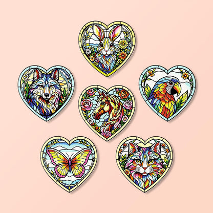 Floral Glasswork Wolf and Horse paint by numbers coasters – image 17