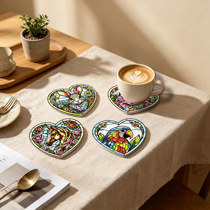 Floral Glasswork Wolf and Horse paint by numbers coasters – image 19