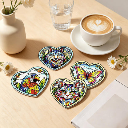 Floral Glasswork Wolf and Horse paint by numbers coasters – image 20