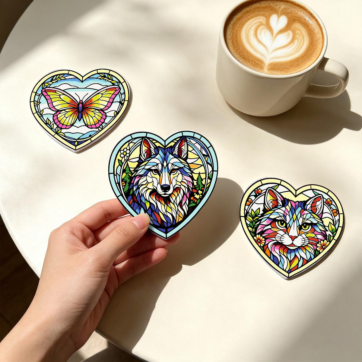 Floral Glasswork Wolf and Horse paint by numbers coasters – image 22