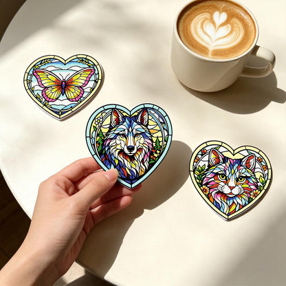 Floral Glasswork Wolf and Horse paint by numbers coasters – image 22