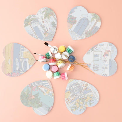 Whitewashed Greek Island Days paint by numbers coasters – image 2