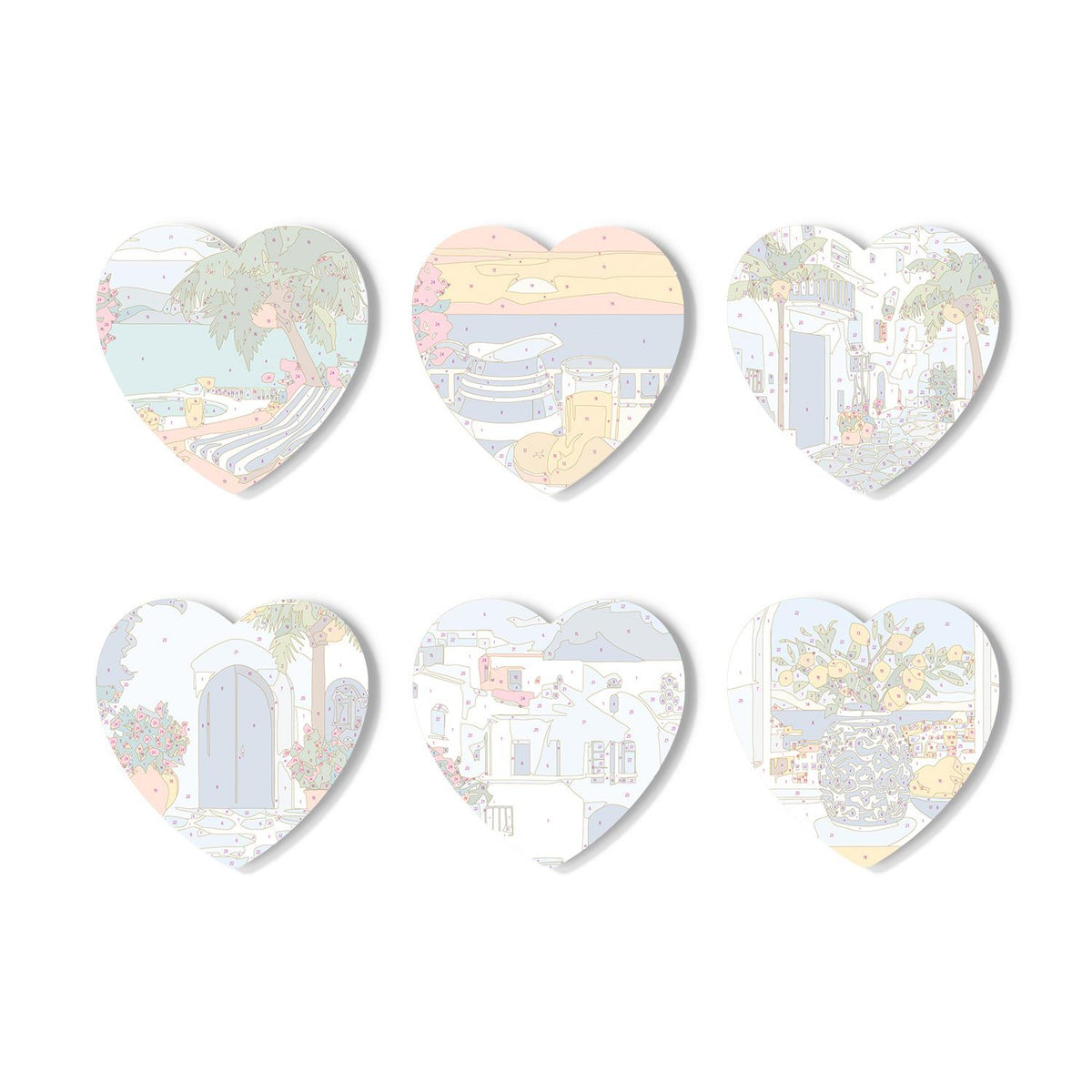 Whitewashed Greek Island Days paint by numbers coasters – image 16