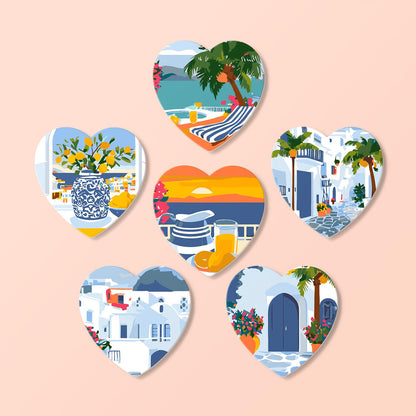 Whitewashed Greek Island Days paint by numbers coasters – image 17