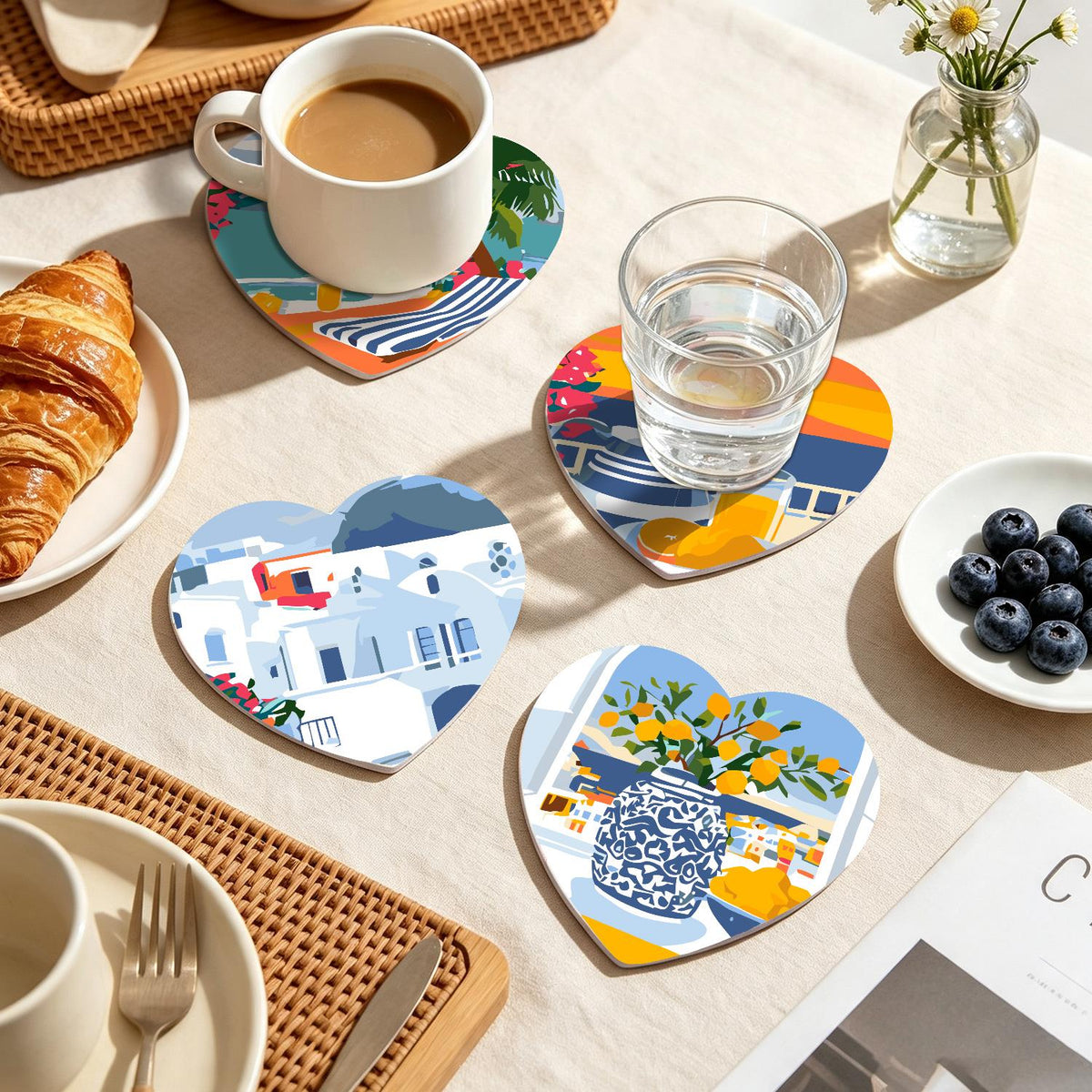 Whitewashed Greek Island Days paint by numbers coasters – image 19