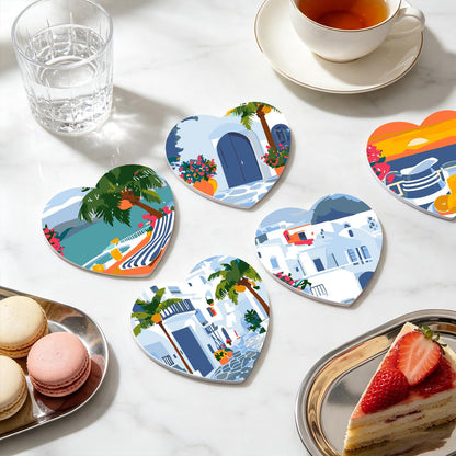 Whitewashed Greek Island Days paint by numbers coasters – image 21