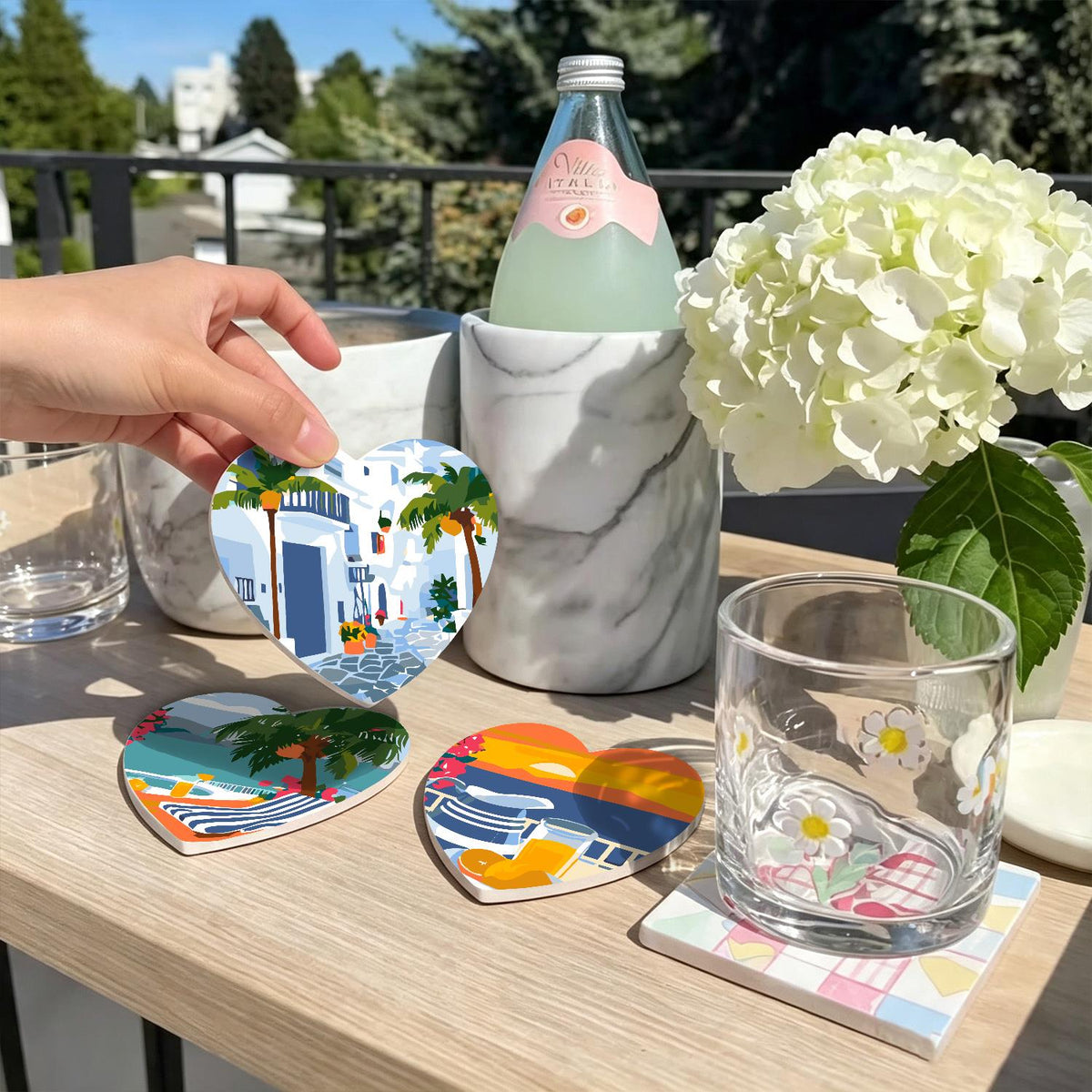 Whitewashed Greek Island Days paint by numbers coasters – image 22