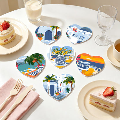 Whitewashed Greek Island Days paint by numbers coasters – image 23