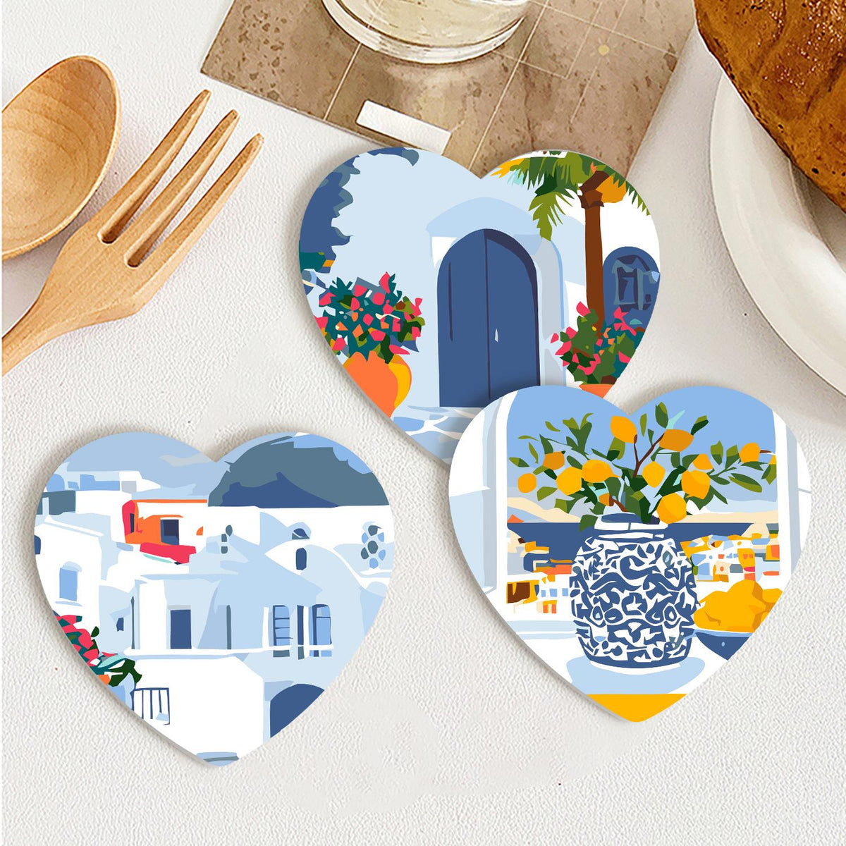 Whitewashed Greek Island Days paint by numbers coasters – image 24