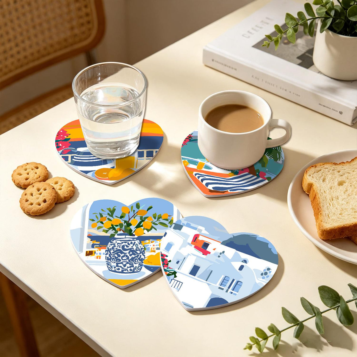 Whitewashed Greek Island Days paint by numbers coasters – image 25