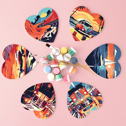 Golden Hour Road Trip paint by numbers coasters – image 3