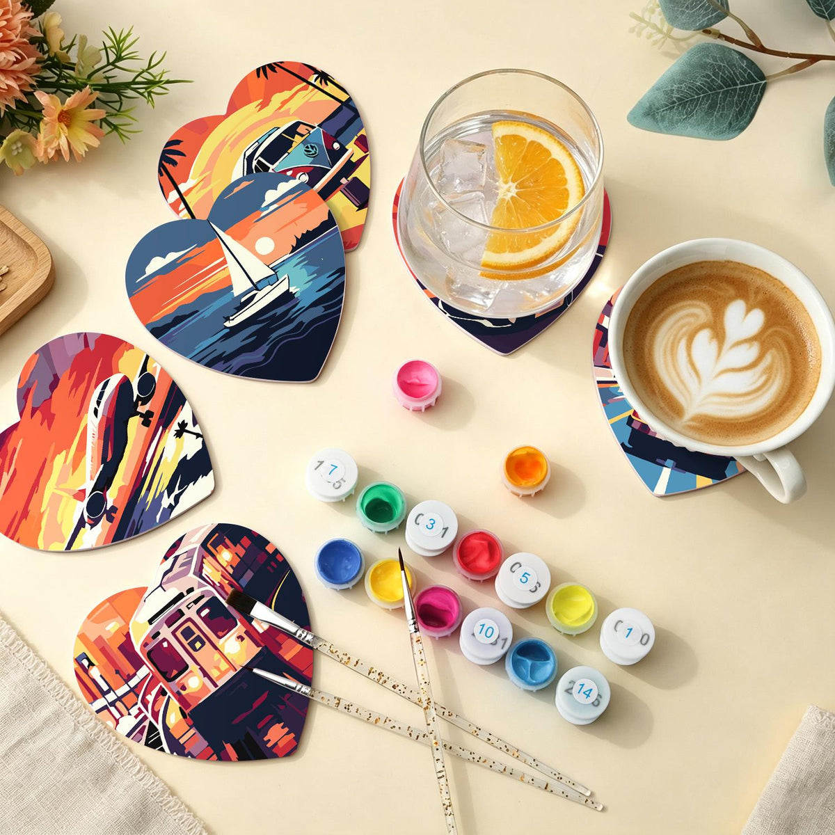 Golden Hour Road Trip paint by numbers coasters – image 5