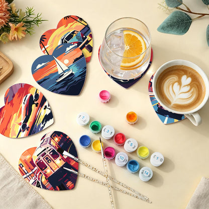 Golden Hour Road Trip paint by numbers coasters – image 5