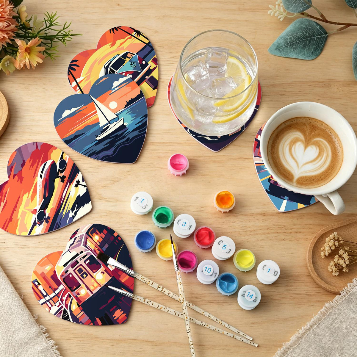Golden Hour Road Trip paint by numbers coasters – image 6
