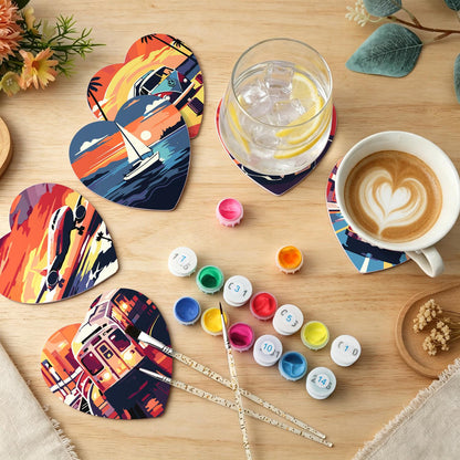 Golden Hour Road Trip paint by numbers coasters – image 6