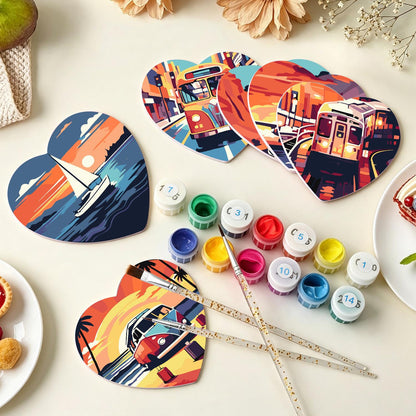 Golden Hour Road Trip paint by numbers coasters – image 7
