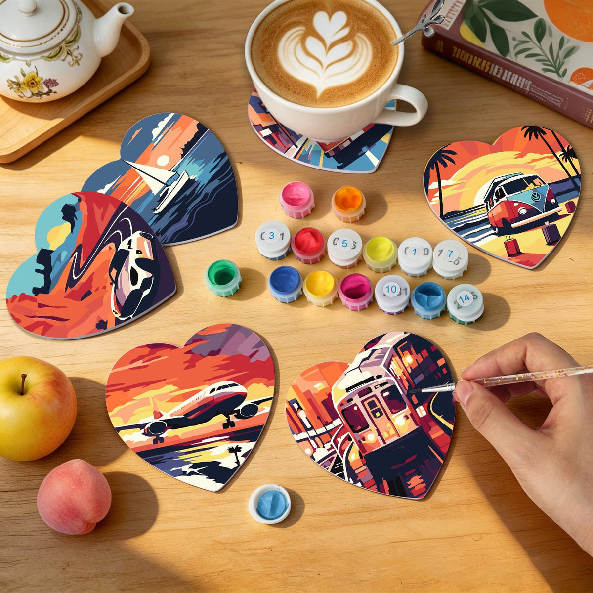 Golden Hour Road Trip paint by numbers coasters – image 8